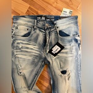 Spark Men's Distressed Blue Jeans